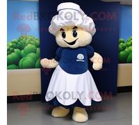 Personnage De Costume De Mascotte Redbrokoly De Chou-Fleur Bleu Marine Habillé D'une Jupe Trapèze Et De Casquettes Multicolore