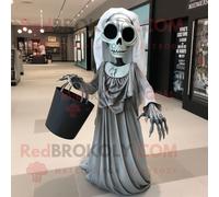 Personnage De Costume De Mascotte Redbrokoly De Cimetière D'argent Vêtu D'une Robe De Soirée Et De Sacs Fourre-Tout Multicolore