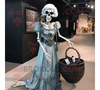 Personnage De Costume De Mascotte Redbrokoly De Cimetière D'argent Vêtu D'une Robe De Soirée Et De Sacs Fourre-Tout Multicolore