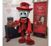 Personnage De Costume De Mascotte Redbrokoly De Cimetière Rouge Habillé D'un Chemisier Et De Pochettes Multicolore
