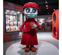 Personnage De Costume De Mascotte Redbrokoly De Cimetière Rouge Habillé D'un Chemisier Et De Pochettes Multicolore
