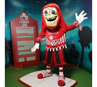 Personnage De Costume De Mascotte Redbrokoly De Cimetière Rouge Habillé D'un Short De Bain Et De Châles Multicolore