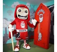 Personnage De Costume De Mascotte Redbrokoly De Cimetière Rouge Habillé D'un Short De Bain Et De Châles Multicolore