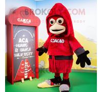 Personnage De Costume De Mascotte Redbrokoly De Cimetière Rouge Habillé D'un Short De Bain Et De Châles Multicolore