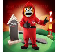 Personnage De Costume De Mascotte Redbrokoly De Cimetière Rouge Habillé D'un Short De Bain Et De Châles Multicolore