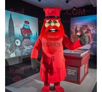 Personnage De Costume De Mascotte Redbrokoly De Cimetière Rouge Habillé D'un T-Shirt À Col En V Et De Bérets Multicolore