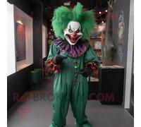 Personnage De Costume De Mascotte Redbrokoly De Clown Maléfique Vert Forêt Habillé D'un Polo Et De Pochettes Multicolore
