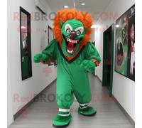 Personnage De Costume De Mascotte Redbrokoly De Clown Maléfique Vert Forêt Habillé D'un Polo Et De Pochettes Multicolore
