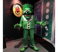 Personnage De Costume De Mascotte Redbrokoly De Clown Maléfique Vert Forêt Habillé D'une Barboteuse Et De Cravates Multicolore