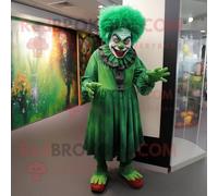 Personnage De Costume De Mascotte Redbrokoly De Clown Maléfique Vert Forêt Habillé D'une Culotte Et De Bérets Multicolore