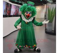Personnage De Costume De Mascotte Redbrokoly De Clown Maléfique Vert Forêt Habillé D'une Culotte Et De Bérets Multicolore