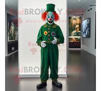 Personnage De Costume De Mascotte Redbrokoly De Clown Maléfique Vert Forêt Habillé D'une Culotte Et De Bérets Multicolore