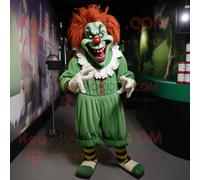 Personnage De Costume De Mascotte Redbrokoly De Clown Maléfique Vert Forêt Habillé D'une Robe Et De Coussinets Pour Les Pieds Multicolore