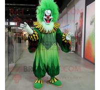 Personnage De Costume De Mascotte Redbrokoly De Clown Maléfique Vert Forêt Habillé D'une Robe Et De Coussinets Pour Les Pieds Multicolore