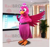 Personnage De Costume De Mascotte Redbrokoly De Colombe Magenta Habillé D'une Robe Fourreau Et De Montres Numériques Multicolore