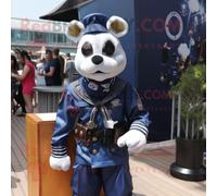 Personnage De Costume De Mascotte Redbrokoly De Commando De La Marine Habillé D'une Couverture Et De Broches Multicolore