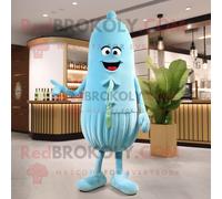 Personnage De Costume De Mascotte Redbrokoly De Concombre Bleu Ciel Habillé D'une Robe De Cocktail Et De Lacets De Chaussures Multicolore