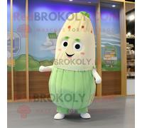 Personnage De Costume De Mascotte Redbrokoly De Concombre Crème Habillé Avec Une Barboteuse Et Des Pinces À Cheveux Multicolore