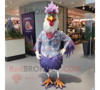 Personnage De Costume De Mascotte Redbrokoly De Coq Lavande Habillé D'un Bermuda Et De Pinces À Chaussures Multicolore