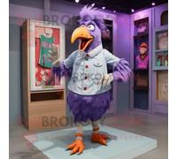 Personnage De Costume De Mascotte Redbrokoly De Coq Lavande Habillé D'un Bermuda Et De Pinces À Chaussures Multicolore