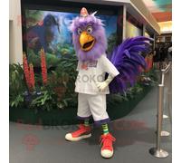 Personnage De Costume De Mascotte Redbrokoly De Coq Lavande Habillé D'un Bermuda Et De Pinces À Chaussures Multicolore