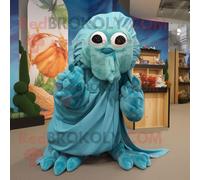 Personnage De Costume De Mascotte Redbrokoly De Crabe Ermite Bleu Sarcelle Habillé D'une Robe Portefeuille Et De Pinces À Chaussures Multicolore