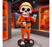Personnage De Costume De Mascotte Redbrokoly De Crâne Orange Habillé D'une Robe Fourreau Et De Ceintures Multicolore