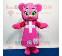 Personnage De Costume De Mascotte Redbrokoly De Croix Celtique Rose Habillé D'une Jupe Portefeuille Et De Clips D'écharpe Multicolore