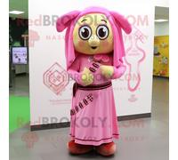 Personnage De Costume De Mascotte Redbrokoly De Croix Celtique Rose Habillé D'une Jupe Portefeuille Et De Clips D'écharpe Multicolore