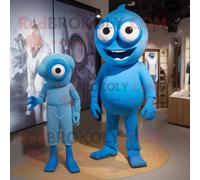 Personnage De Costume De Mascotte Redbrokoly De Cyclope Bleu Habillé D'une Combinaison Et De Cravates Multicolore