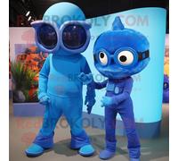 Personnage De Costume De Mascotte Redbrokoly De Cyclope Bleu Habillé D'une Combinaison Et De Cravates Multicolore