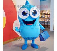 Personnage De Costume De Mascotte Redbrokoly De Cyclope Bleu Habillé D'une Jupe-Culotte Et De Sacs À Main Multicolore
