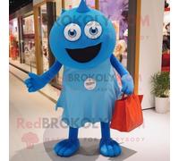Personnage De Costume De Mascotte Redbrokoly De Cyclope Bleu Habillé D'une Jupe-Culotte Et De Sacs À Main Multicolore