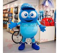 Personnage De Costume De Mascotte Redbrokoly De Cyclope Bleu Habillé D'une Jupe-Culotte Et De Sacs À Main Multicolore