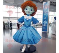 Personnage De Costume De Mascotte Redbrokoly De Danseuse Irlandaise Bleu Ciel Habillé D'une Jupe Portefeuille Et De Pochettes Multicolore