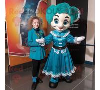 Personnage De Costume De Mascotte Redbrokoly De Danseuse Irlandaise Bleu Sarcelle Habillé D'un Manteau Et De Porte-Clés Multicolore