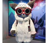 Personnage De Costume De Mascotte Redbrokoly De Démon Habillé D'une Parka Et De Lunettes De Soleil Multicolore