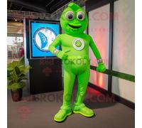 Personnage De Costume De Mascotte Redbrokoly De Fer À Cheval Vert Citron Vêtu D'un Rash Guard Et De Montres Numériques Multicolore