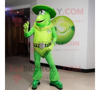 Personnage De Costume De Mascotte Redbrokoly De Fer À Cheval Vert Citron Vêtu D'une Barboteuse Et De Gants Multicolore