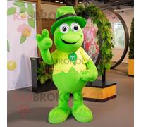 Personnage De Costume De Mascotte Redbrokoly De Fer À Cheval Vert Citron Vêtu D'une Barboteuse Et De Gants Multicolore