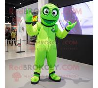 Personnage De Costume De Mascotte Redbrokoly De Fer À Cheval Vert Citron Vêtu D'une Barboteuse Et De Gants Multicolore