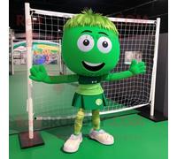 Personnage De Costume De Mascotte Redbrokoly De Filet De Volleyball Vert Habillé D'une Mini Jupe Et De Porte-Documents Multicolore