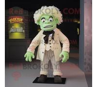 Personnage De Costume De Mascotte Redbrokoly De Frankenstein Crème Habillé D'un Gilet Et D'épinglettes Multicolore