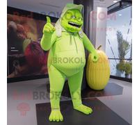 Personnage De Costume De Mascotte Redbrokoly De Frankenstein Vert Citron Vêtu D'un Pantalon De Yoga Et D'épingles À Cheveux Multicolore