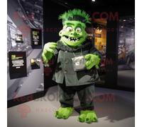 Personnage De Costume De Mascotte Redbrokoly De Frankenstein Vert Habillé D'un T-Shirt Et De Porte-Monnaie Multicolore