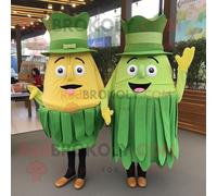 Personnage De Costume De Mascotte Redbrokoly De Frites Vertes Habillé D'un Chemisier Et De Chapeaux Multicolore