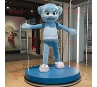 Personnage De Costume De Mascotte Redbrokoly De Funambule Bleu Ciel Habillé D'un Jean Boyfriend Et De Coussinets Pour Les Pieds Multicolore