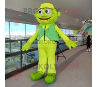 Personnage De Costume De Mascotte Redbrokoly De Funambule Vert Citron Vêtu D'un Pantalon De Jogging Et De Sacs Messenger Multicolore