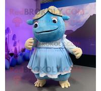 Personnage De Costume De Mascotte Redbrokoly De Glyptodon Bleu Ciel Habillé D'une Jupe Portefeuille Et De Bandeaux Multicolore