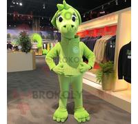 Personnage De Costume De Mascotte Redbrokoly De Jument Vert Citron Habillé D'un Sweat-Shirt Et D'épingles À Cravate Multicolore
